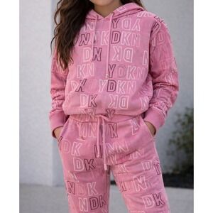DKNY Girls Tracksuit Set Pink Size 5 Hoodie Joggers 2 Piece Logo NWT